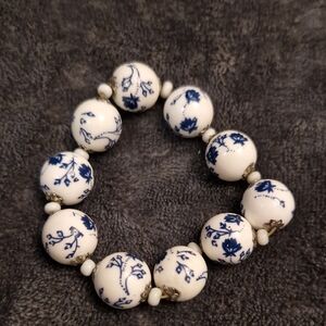 Elegant Blue and White Floral Bracelet